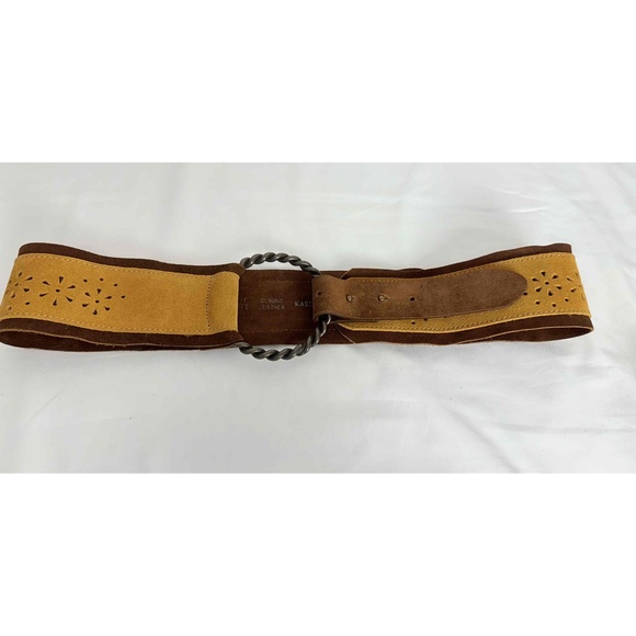 Accessories - Vintage Fabio Corti Womens Tan Brown Leather Italian Waist Belt Large
